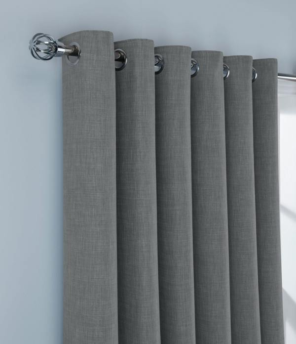 Smart Living Linen Look Blackout Eyelet Curtain - Charcoal