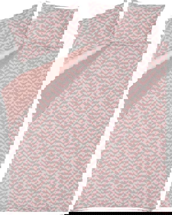 Smart Living Luxurious GEO JACQUARD Fleece Duvet Cover with Pillowcases - Blush