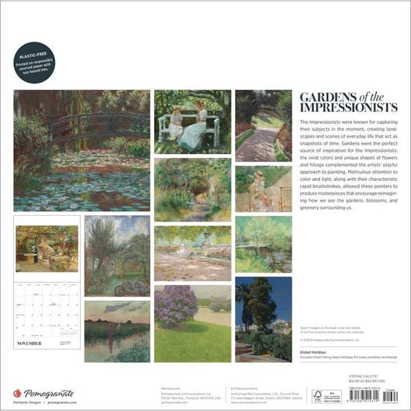 Gardens of the Impressionists Calendar 2027, Wall Calendars, Month To View, Art, Gift