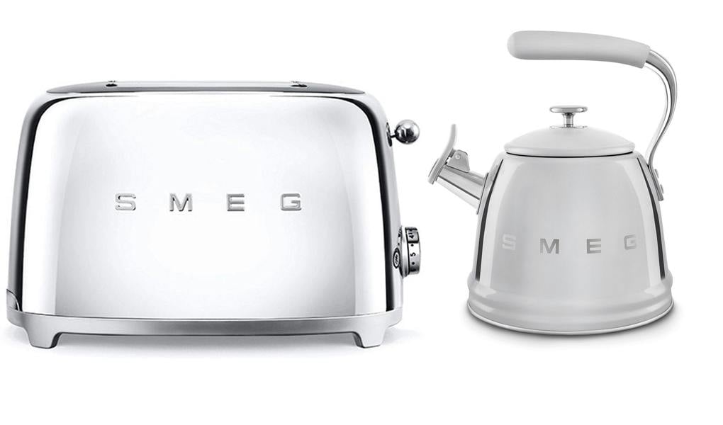 Smeg Retro Bundle | WKF01 Whistling Stovetop Kettle & TSF01 2-Slice Toaster Set