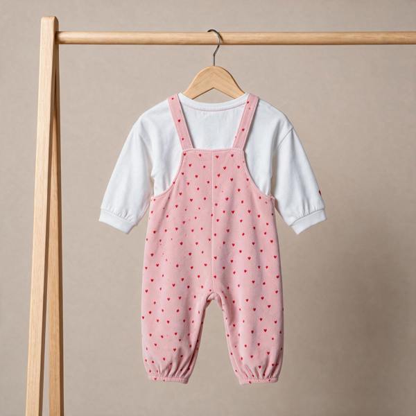Girls Pink 2 Piece Dungaree Set