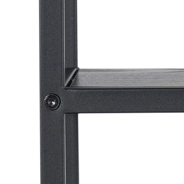 Wyld Haus El Paso Black Metal Octagonal Wall Shelf 4 Black Wooden Shelves