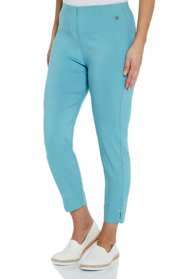 PennyPlain Cropped Bengaline Capri Trousers - Turquoise