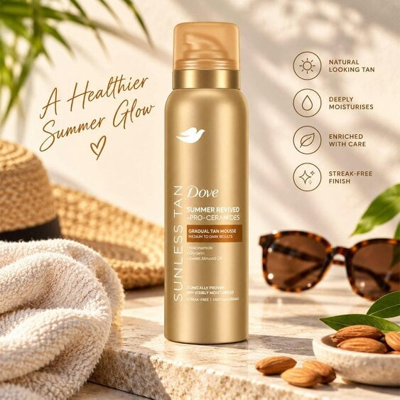 Dove Derma Spa Summer Revived Self Tan Mousse 150ml 2 Pack, Fair-Medium Skin