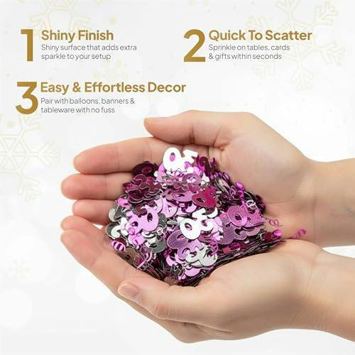 30th Birthday Pink and Silver Foil Confetti Decoration Pack for Party Tables image 7