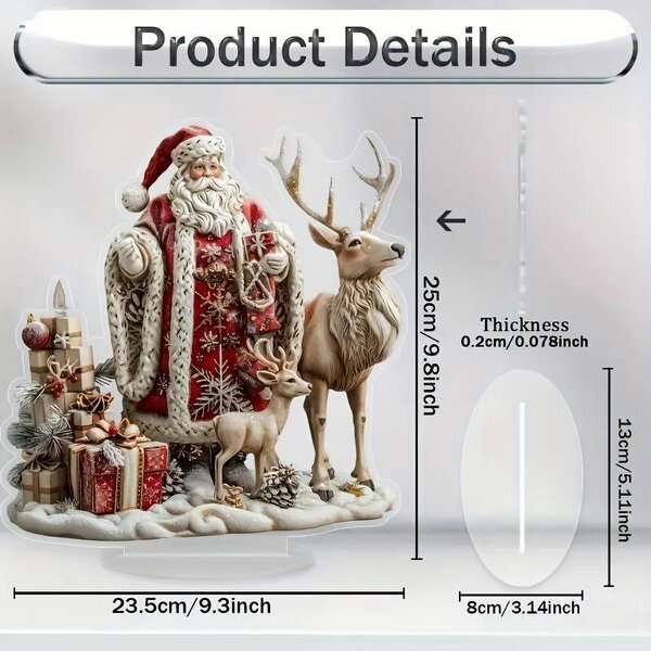 smartbies Holiday-Themed Acrylic Santa Claus and Reindeer Figurine Ornament For Christmas Decoration