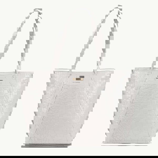 Assots London 'AGNES' Ice Grey Croc Real Leather Designer Tote Bag
