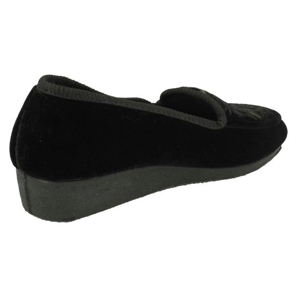 Spot On Ladies Spot On Slip On Floral Design Slipper Shoes