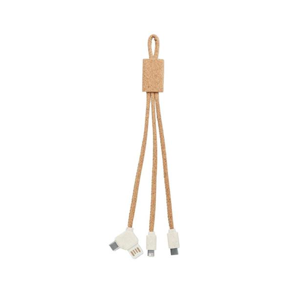 MidOcean Cabie Cork 3 in 1 Charging Cable - Beige - 