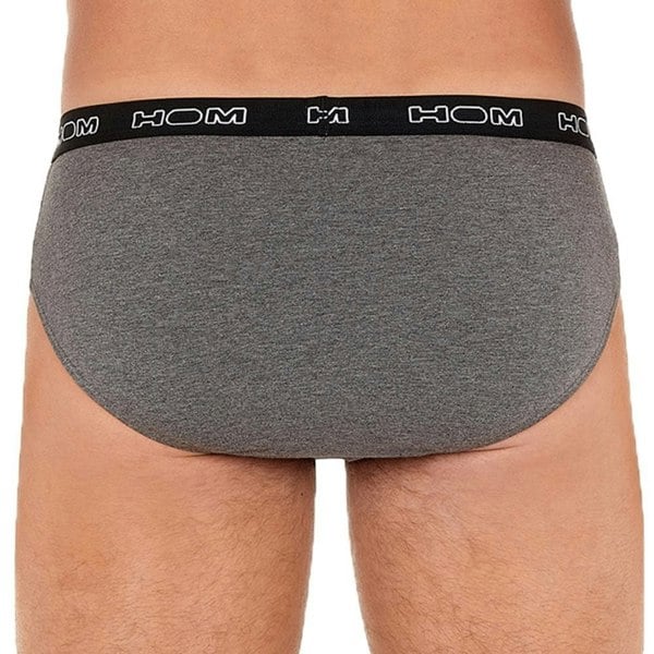 Hom Boxerlines 3-Pack Basic Briefs, Black/Navy/Grey