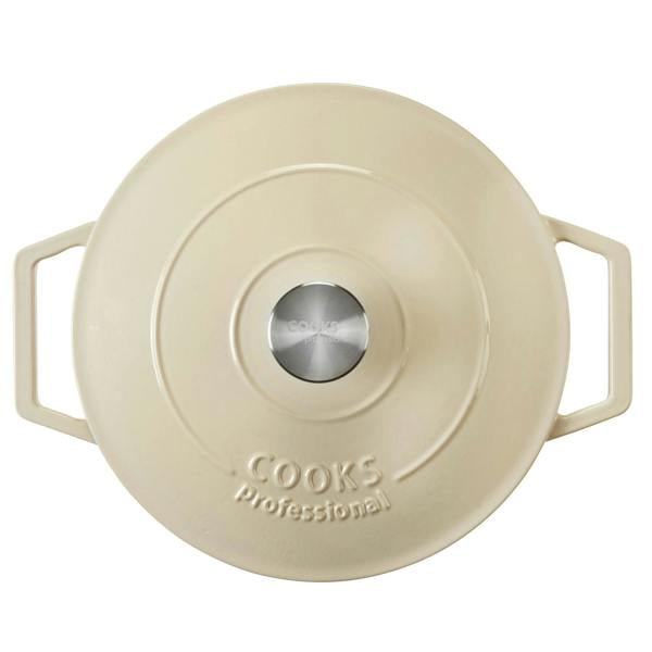 Cooks Professional 28cm Shallow Cast Iron Casserole | Ivory