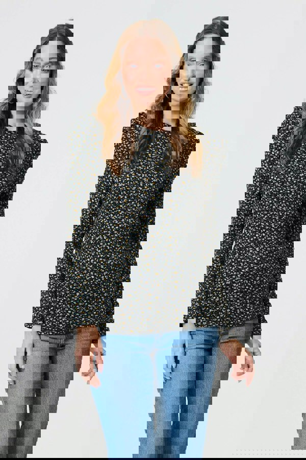 Blue | Ditsy Floral Ruffled Long Sleeve Top
