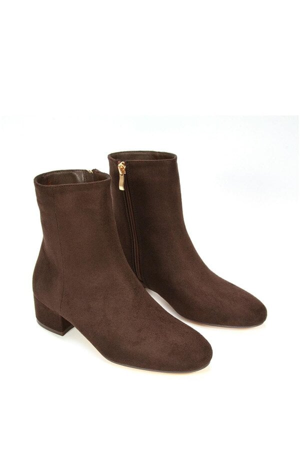 XY LONDON Mid Block Heel Ankle Boots With Inside Zip