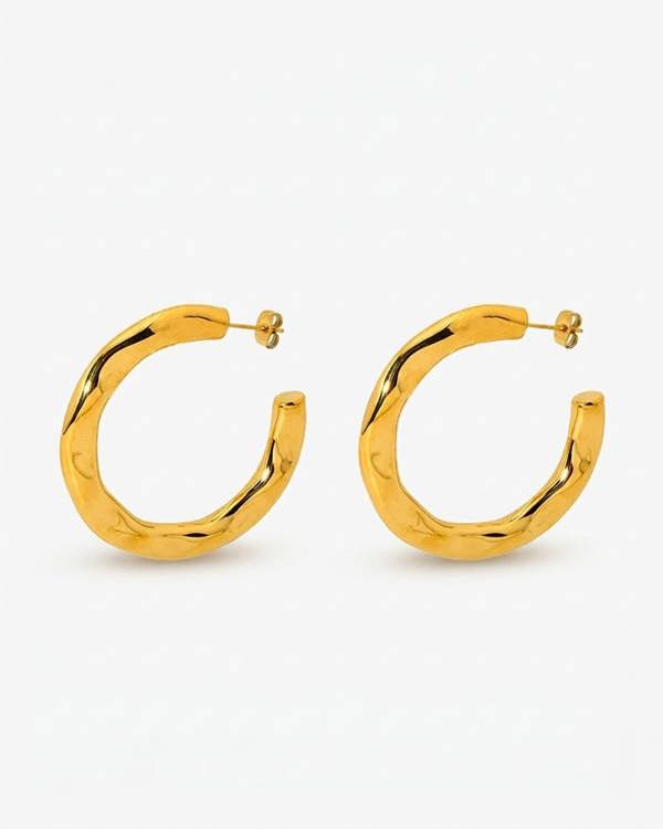 Elk & Bloom Chunky 14K Gold Hammered Hoops