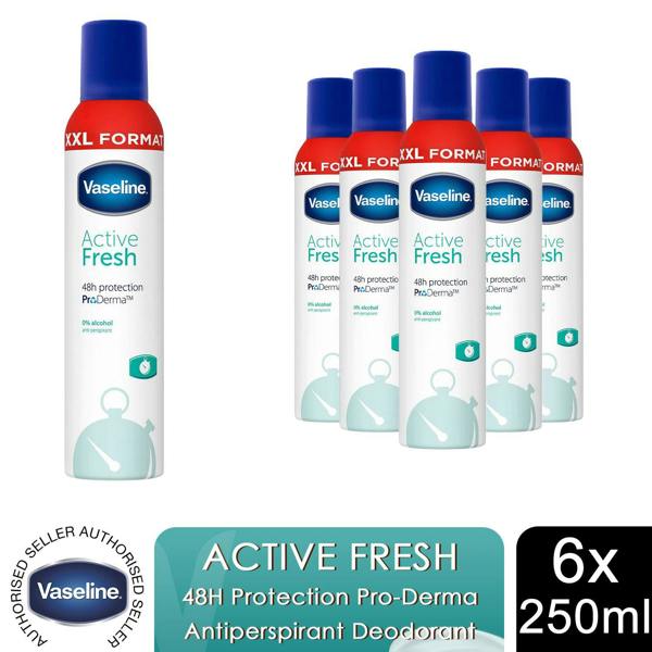 Vaseline ProDerma Anti Perspirant Deodorant For Women, Active Fresh, 6 Pk, 250ml