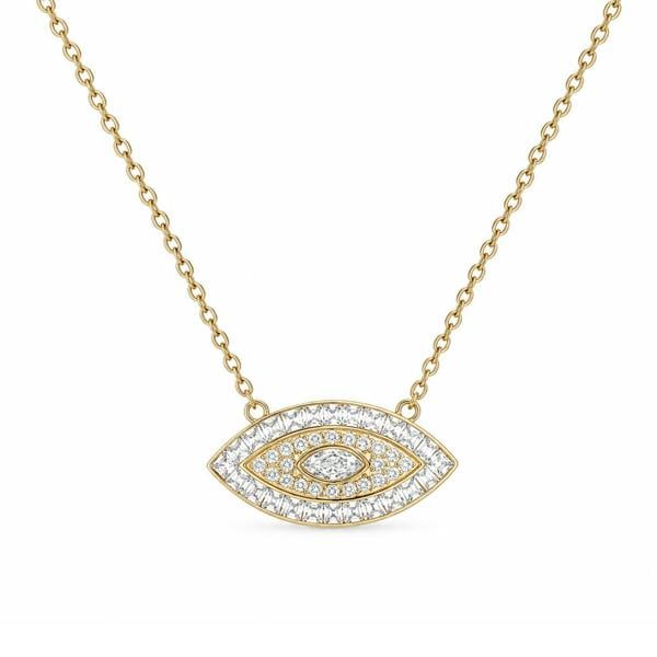 Say It With Full CZ Evil Eye Necklace - Yellow Gold
