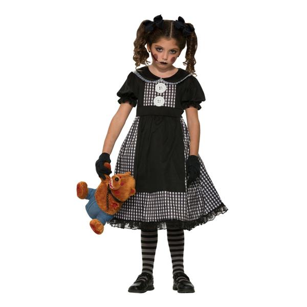 Bristol Novelty Girls Rag Doll Costume - Black/White - 