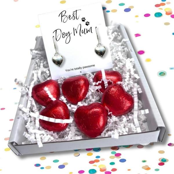 Aye Do Gifts Best Dog Mum Mini Gift Hamper Silver Heart Earrings
