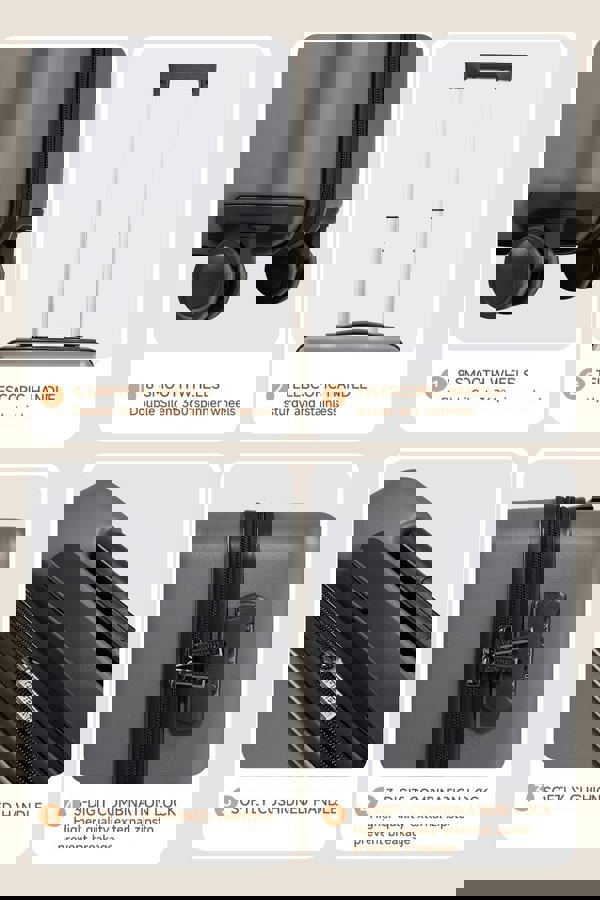 Living and Home Hard Shell Luggage Lightweight Cabin Suitcase with 4 Spinner Wheels