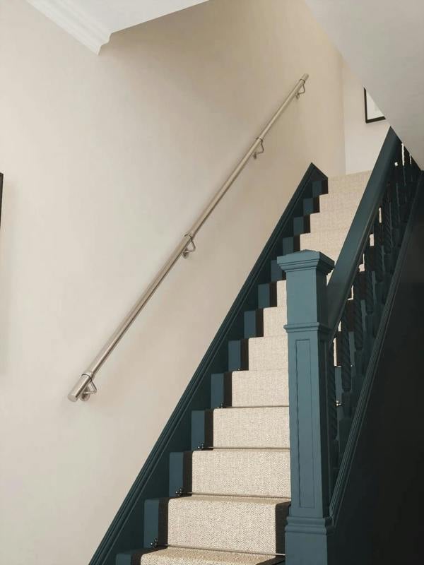 Harbury Brushed Silver Straight Flight Handrail — Handrails Direct 40mm Handrail Straight Run — by Handrails Direct, Straight Flight