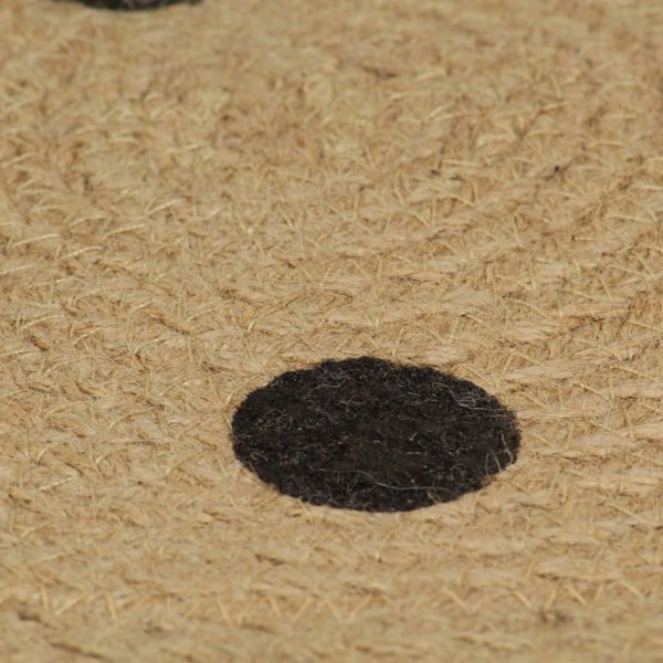 Berkfield Handmade Rug Jute with Print Polka Dot 120 cm
