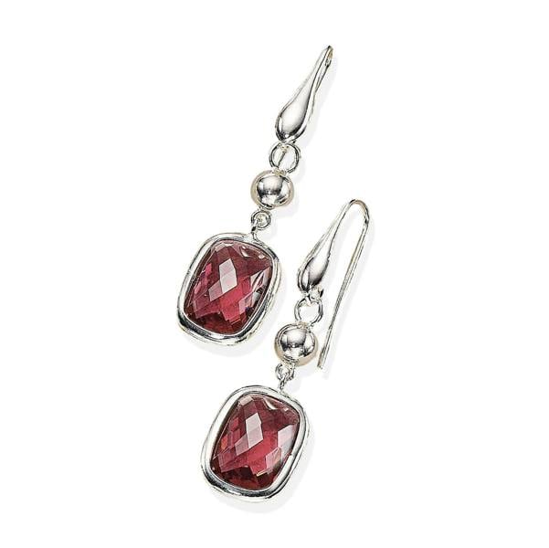 Pia Fuchsia Crystal Drop Earrings, Sterling Silver Cushion-Cut