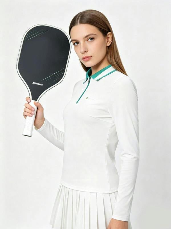 Anniou UPF 50+ Long-Sleeve Polo Pickleball Skirt Set