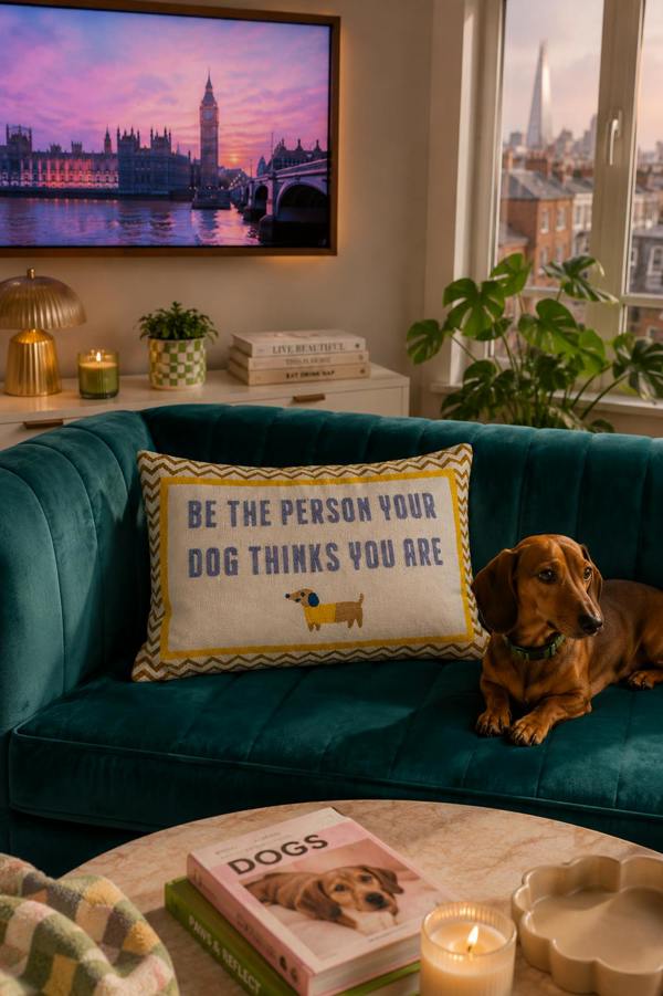 Dog Lover Needlepoint Pillow – Be The Person Your Dog Thinks You Are