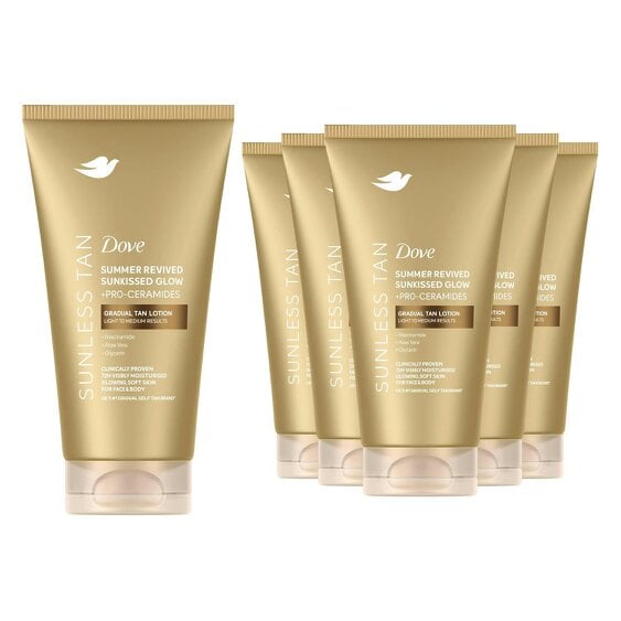 Dove Summer Revived Tanning Lotion 75ml 6 Pack, Light to Medium Sunkissed Glow