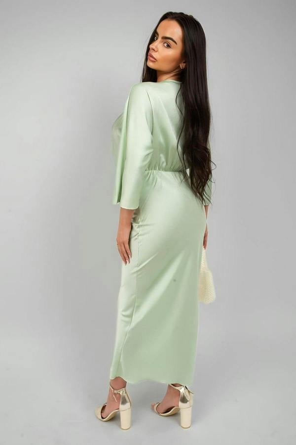 Kylie V-neck Twist Front Midi Dress - Mint