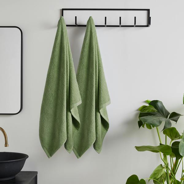 Catherine Lansfield Quick Dry Cotton Bath Sheet Pair Sage Green