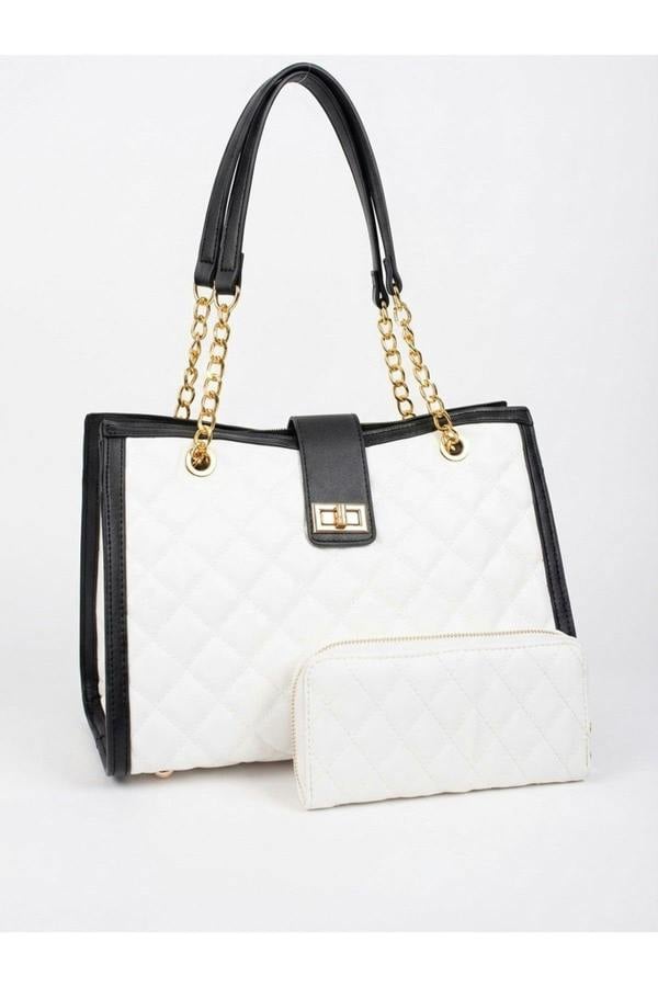 Chloe Quilted Bag & Wallet Set - WHITE