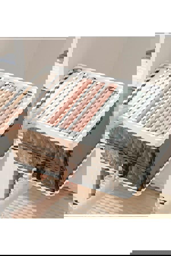 Living and Home Folding Clothes Organiser Wardrobe Drawer Storage Box with 9 Dividers & Lid