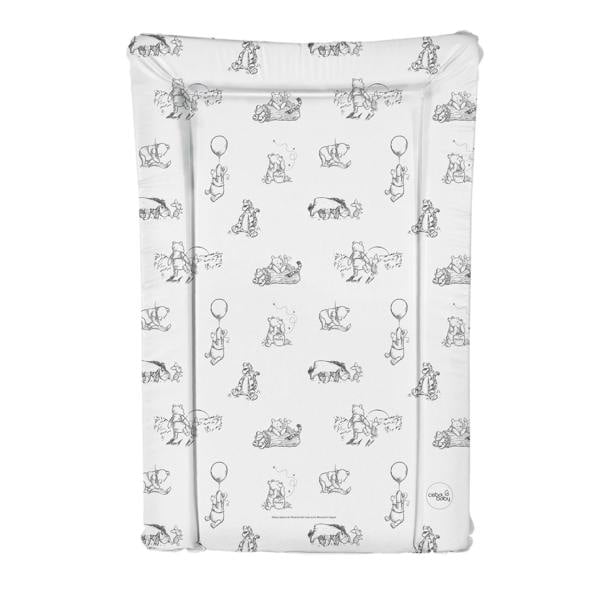 Ceba Deluxe Unisex Baby Waterproof Changing Mat with Raised Edges - Black & White Winnie the Pooh