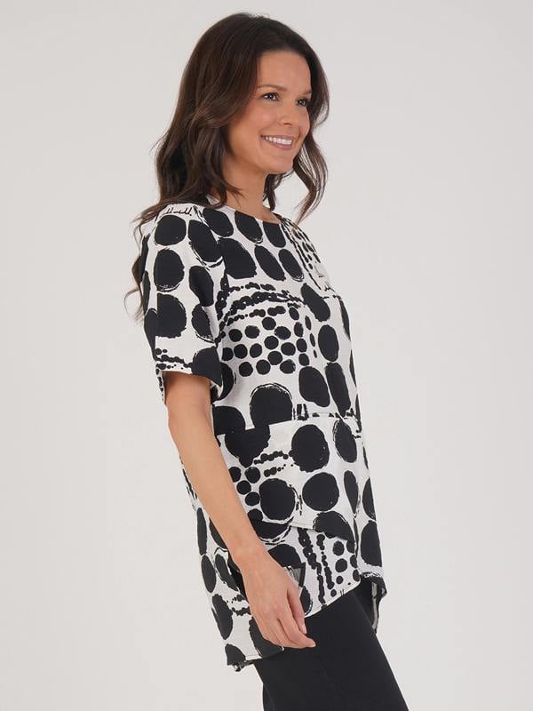 VIZ-A-VIZ Polka Dot Asymmetric Tunic