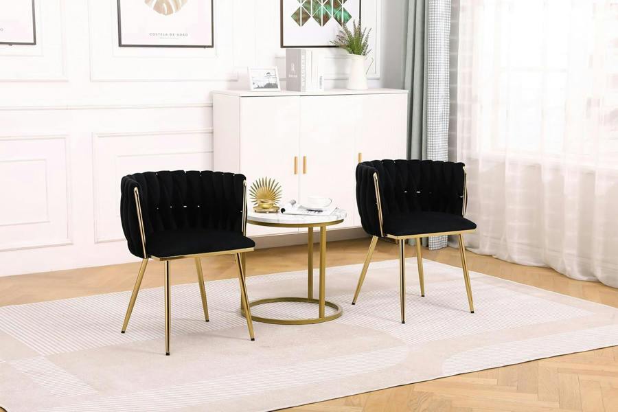 HYGRAD BUILT TO SURVIVE Modern Velvet Accent Dining Chairs, Gold Legs – Set of 2 | HYGRAD®