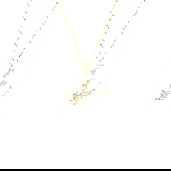 Say It With 1 Inch Winged Full CZ Stones Initial Necklace - 18ct Yellow Gold Plated