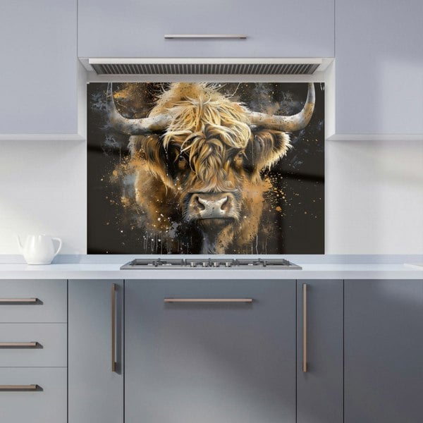 Warren Reed - Designer Bronze Splashart Highland Cow Kitchen Splashback