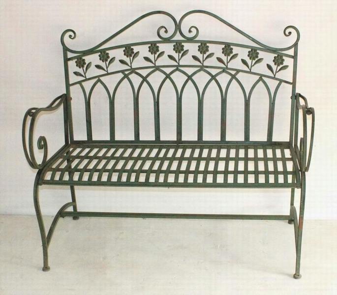 112CM GREEN/GOLD METAL BENCH