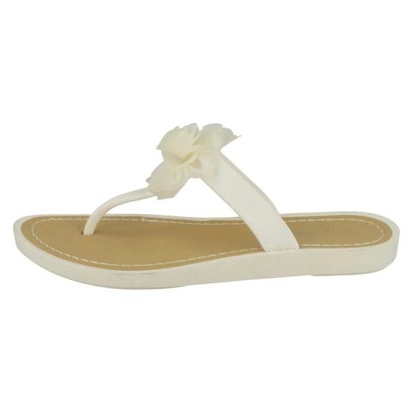 Savannah Ladies Savannah Flat Toepost Rose Trim Sandals