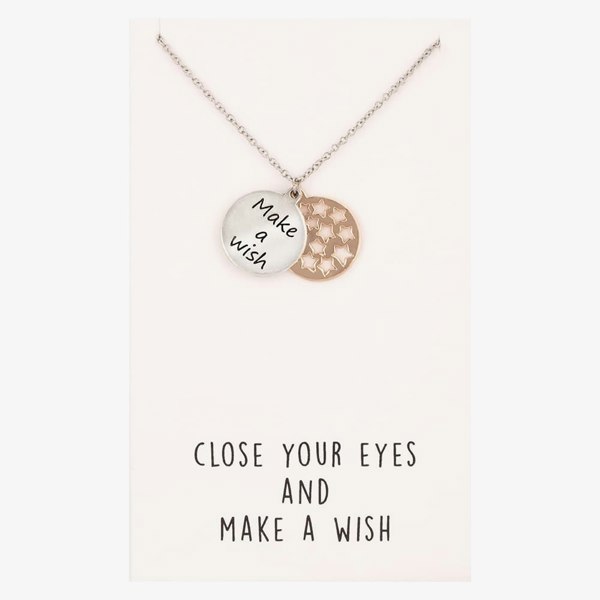 T. H. Baker Sentiments Close Your Eyes and Make A Wish Two-Tone Pendant 18517