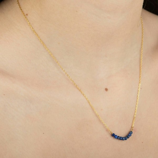 Gold Trip Blue Lapis Beads Necklace