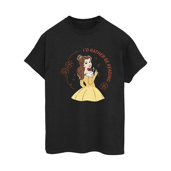 Disney Womens/Ladies Beauty And The Beast I´d Rather Be Reading Cotton Boyfriend T-Shirt - Black