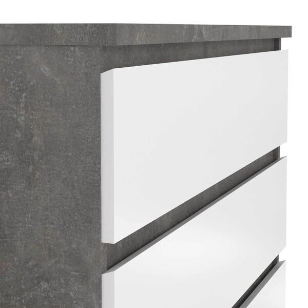 Wyld Haus Budapest Tall Concrete Effect and White Wooden Chest of 5 Drawers
