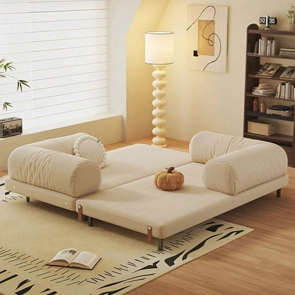 Choudhury Two Seater Sofa Bed, Backrest Washable, Corduroy-Rit Concept-Rit Concept