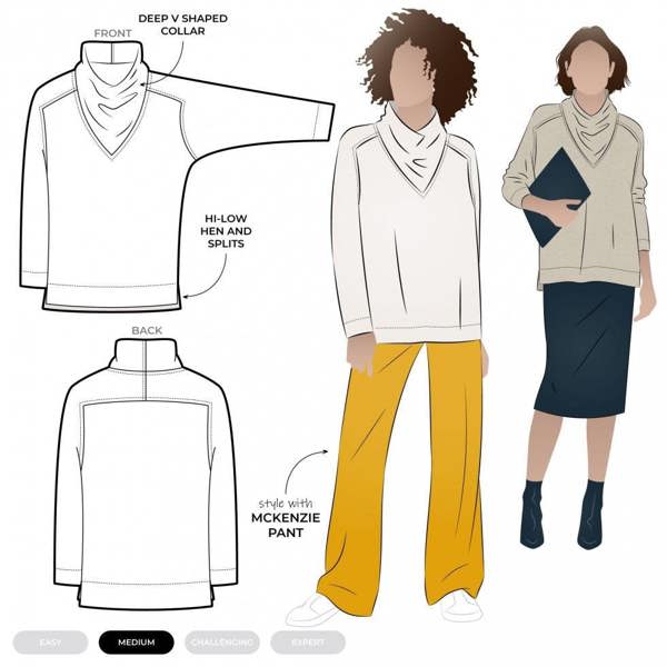 Style Arc Sewing Pattern Belmore Knit Tunic - Tunics, Tops for Women - Intermediate