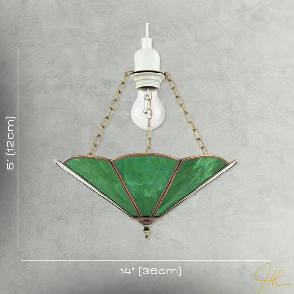 Green Toned Chic Tiffany Glass Easy Fit Pendant Shade with Chains Image 7
