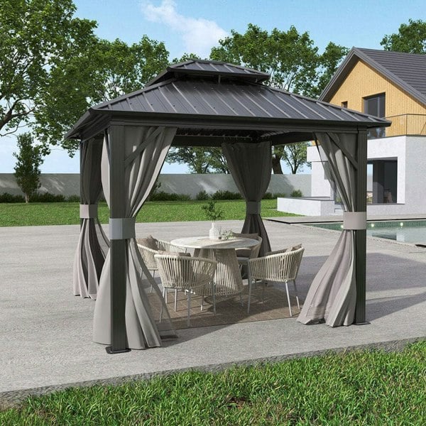 10×10ft/10×12ft Hardtop Patio Gazebo Living and Home 