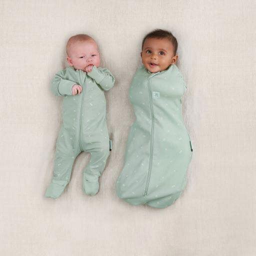ergoPouch - Organic Layers Long Sleeve Babygrow - Sage - Mild 0.2 TOG