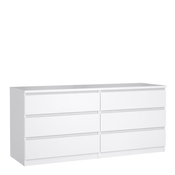 Furniture To Go Naia Wide Chest of 6 Drawers (3+3) in White High Gloss